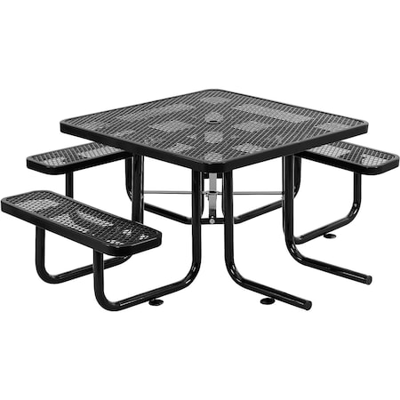 Global Industrial Square Wheelchair Accessible Picnic Table, Black, Expanded Metal, 46 in L, 29-1/2 in H Overall 695291BK